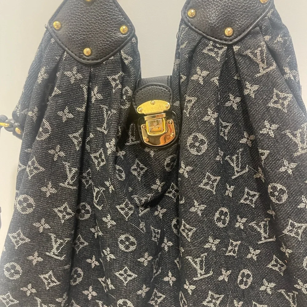 Louis Vuitton XL Large Noir Black Denim Hobo Bag - Picture 4 of 5